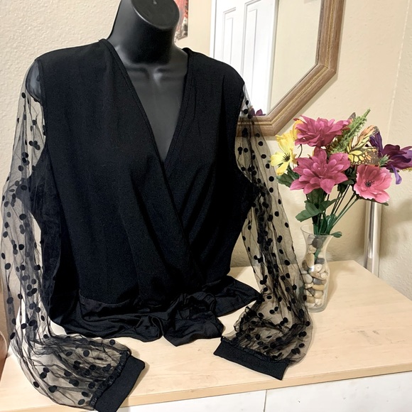 Tops - Black lace mesh bodysuit